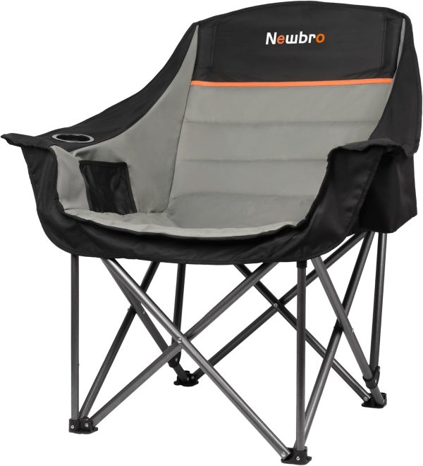 2 Pack Big Heavy Duty Camping Chairs with Cooler Bags, XL Fully Padded Folding Portable Camping Chairs for Adults, Oversized Outdoor Patio Lawn Chair with Arm Cup Holder Supports 450lbs - Image 8