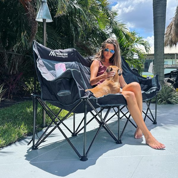 3 Person Camping Chairs Folding Double Camping Chair Portable Oversized Loveseat Padded Camp Chair Heavy Duty Camping Couch for Adults Outdoor Lawn with Two Cup Holders and Carry Bag - Image 6